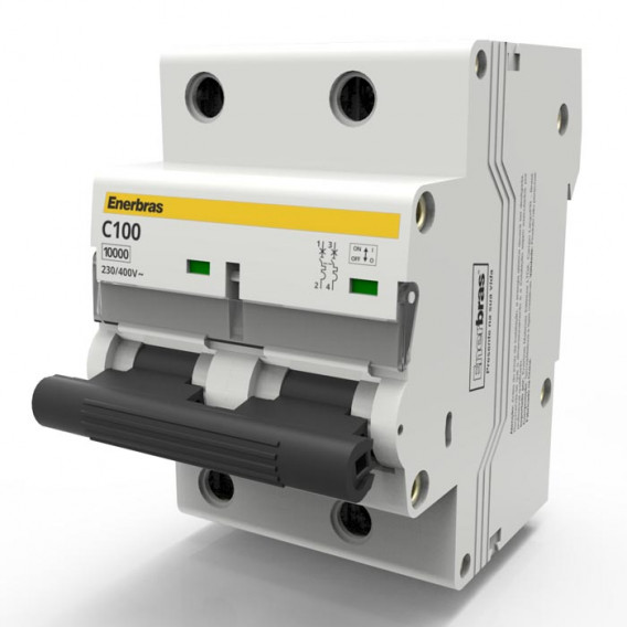 Disjuntor Bipolar Curva C 100A DIN - ENERBRAS
